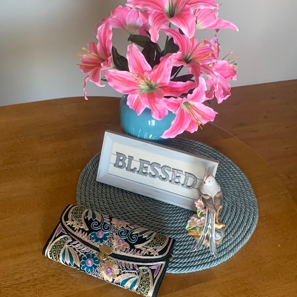 unknown Handbags - Embroidered clutch with birds and mirror accents